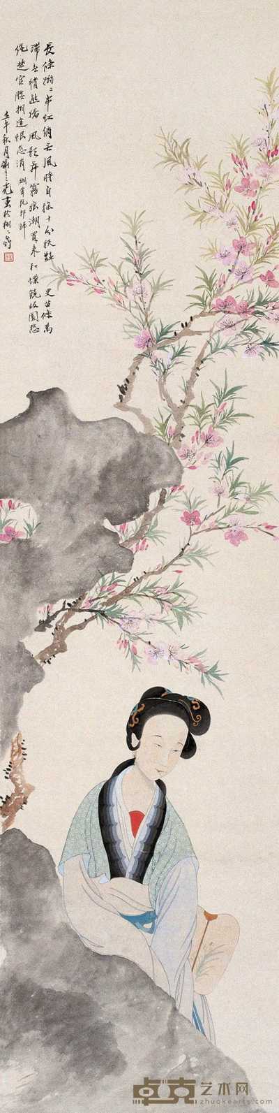 谢之光 1942年作 风舞长绡 立轴 131×33cm